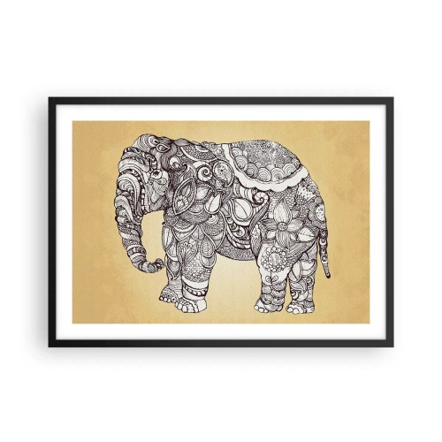 Poster in een zwarte lijst - De olifant heeft zichzelf bedekt - 70x50 cm