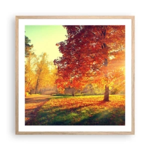 Een poster in een licht eiken lijst - Rood is mooi - 60x60 cm