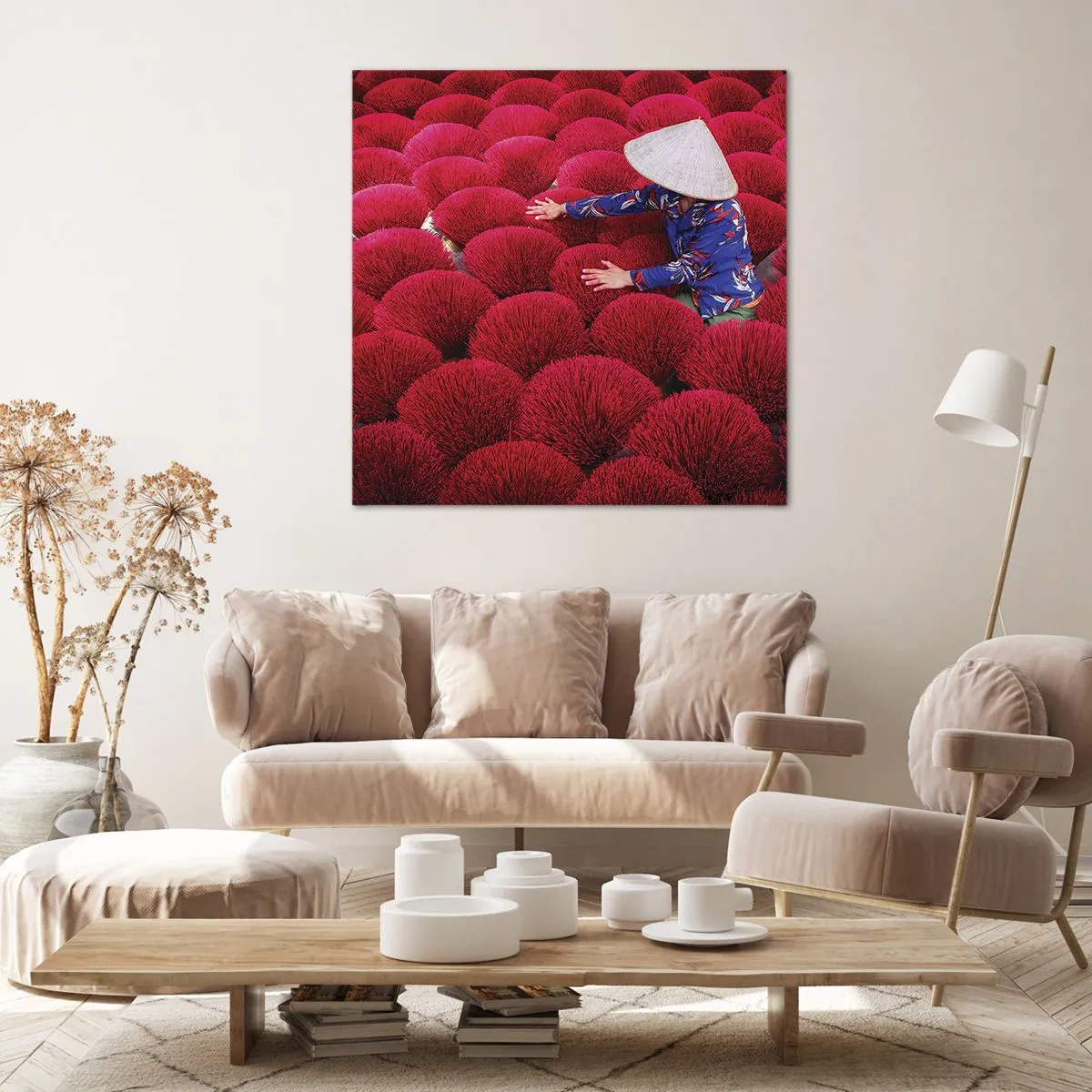 Schilderen op canvas - In het rijstveld - 30x30 cm
