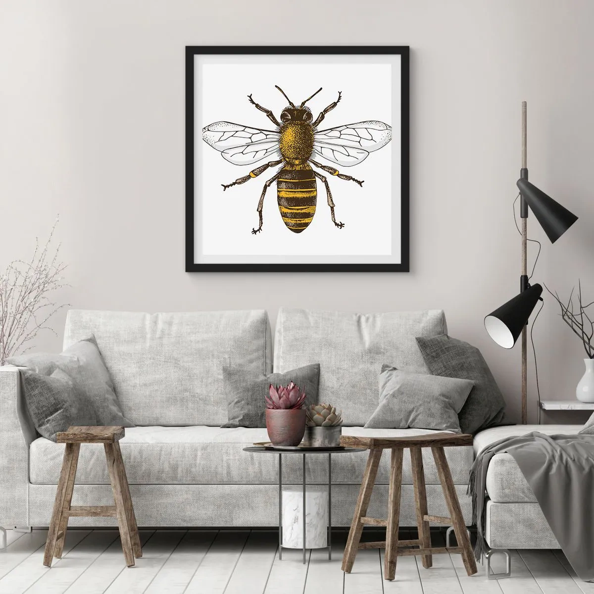 Poster in een zwarte lijst - Mooi en goed - 60x60 cm