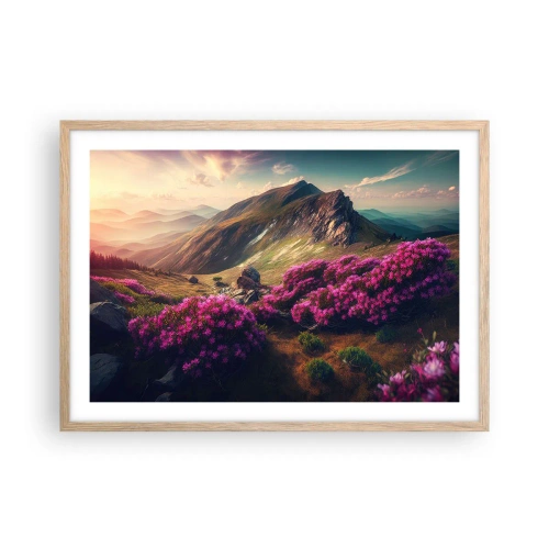 Een poster in een licht eiken lijst - Zomer in de bergen - 70x50 cm