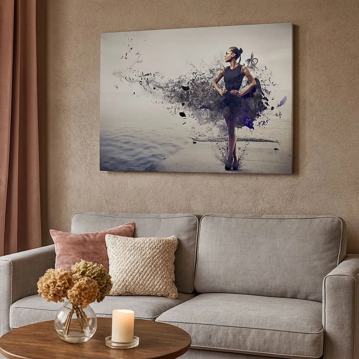 Schilderen op canvas - Een vrouw in een artistieke compositie tegen de achtergrond van water - 70x50cm - Afrikaanse Venus - Moderne wanddecoratie voor woonkamer en slaapkamer ARTTOR
