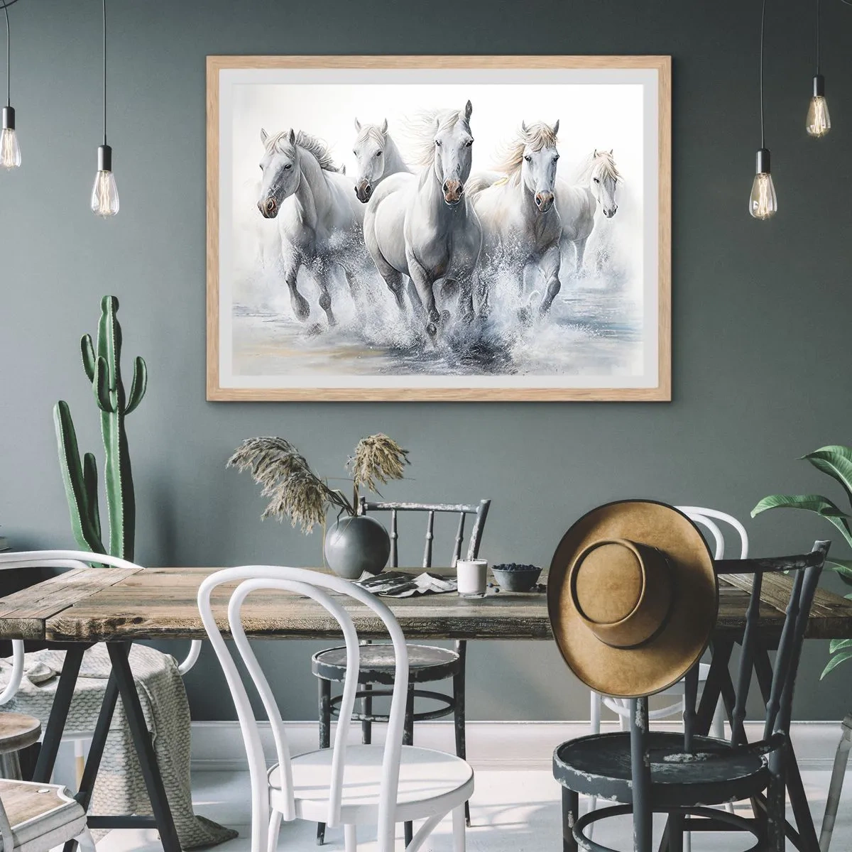 Een poster in een licht eiken lijst - Witte magie - 100x70 cm
