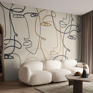 Fotobehang Standard Eco - Het portret is vermenigvuldigd - Abstractie, Gezicht, Grafisch - 200x140 cm