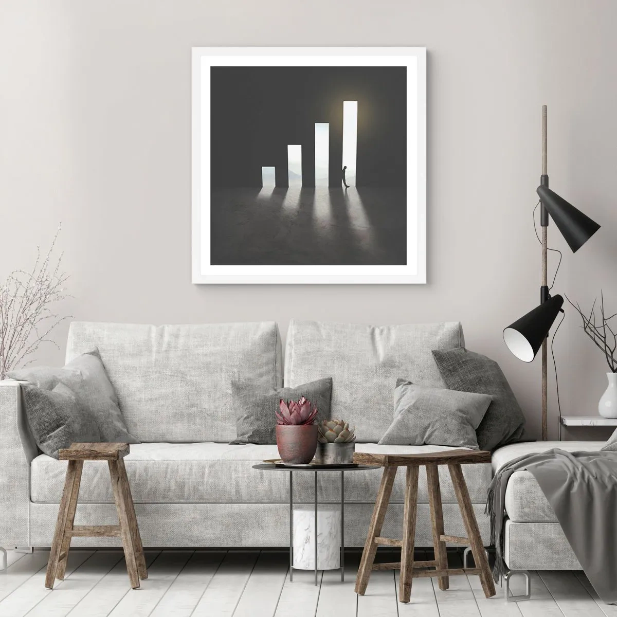 Poster in een witte lijst - Succes - impressie - 30x30 cm