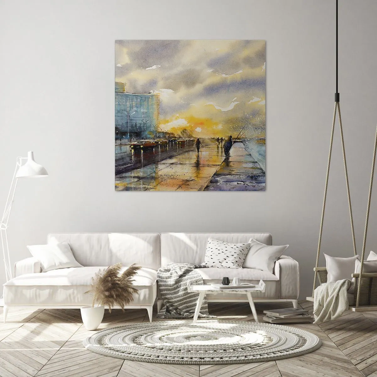 Schilderen op canvas - Het leven aan de oever - 30x30 cm