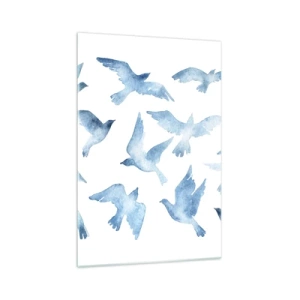 Schilderen op glas - Blauwe vogels - 70x100 cm
