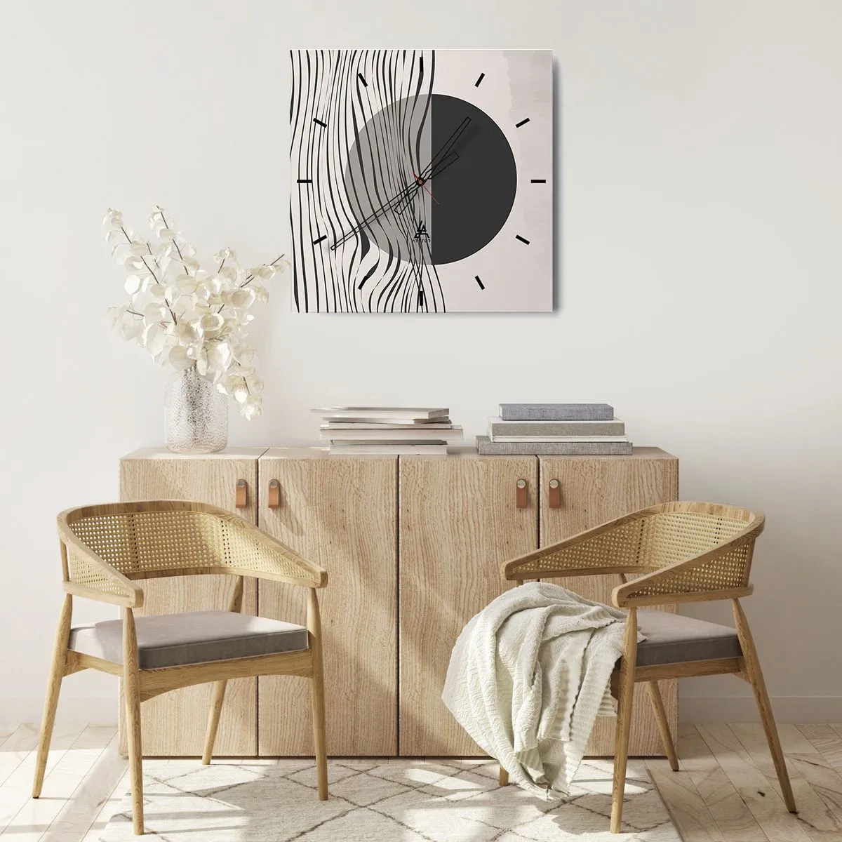 Wandklok - Klok - Halve compositie - 40x40 cm