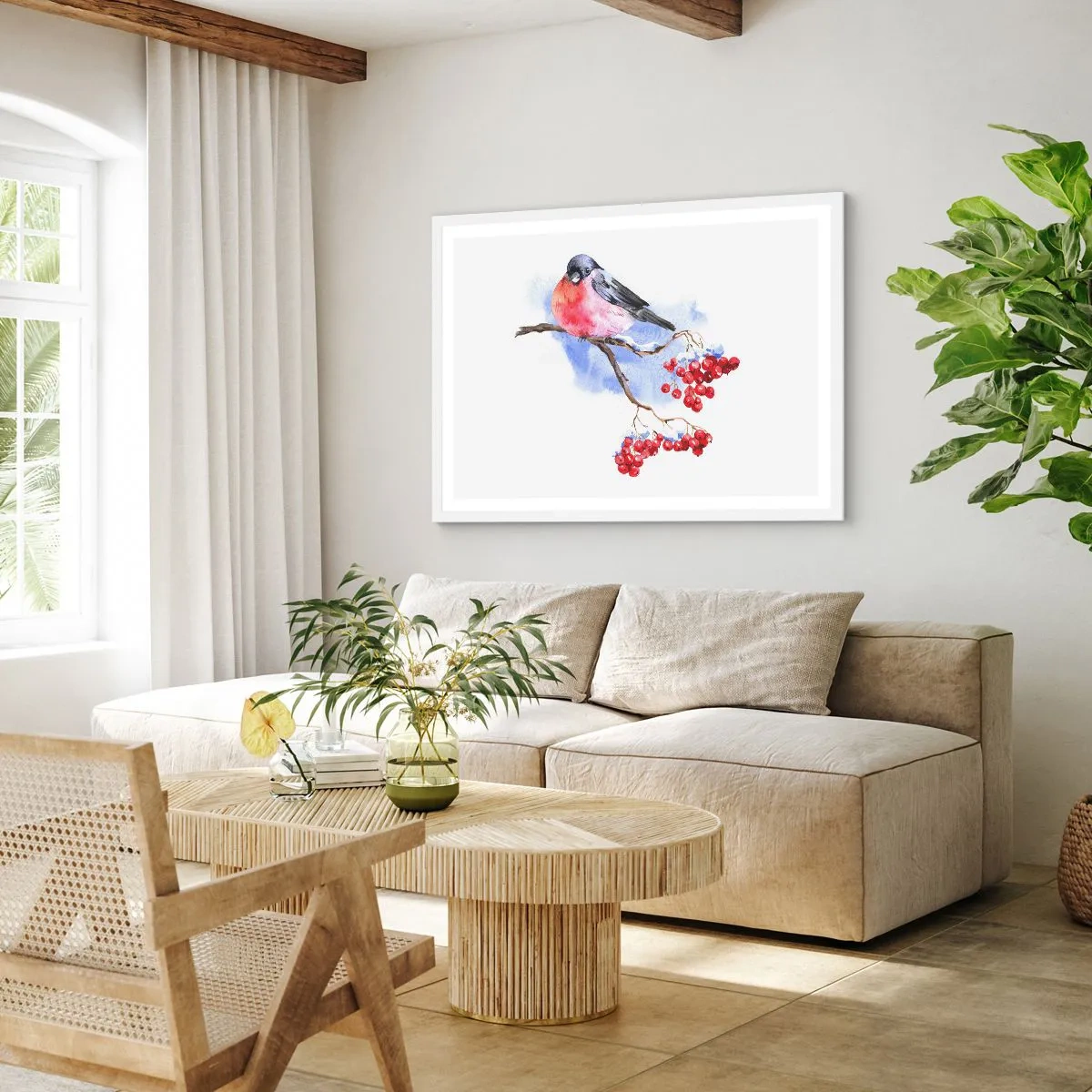 Poster in een witte lijst - Winter in kleur - 100x70 cm