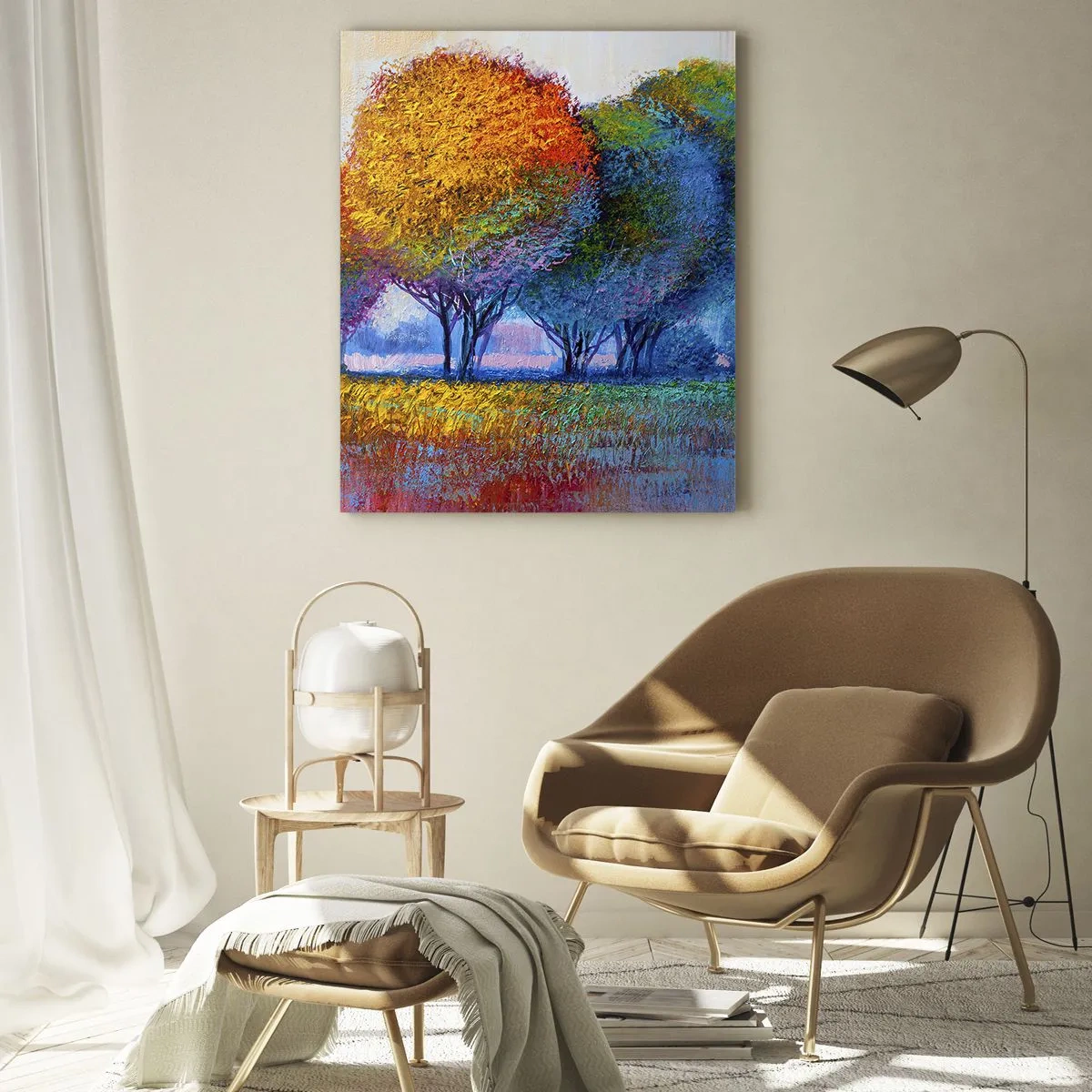Schilderen op glas - Een klomp van schitterende kleuren - 70x100 cm