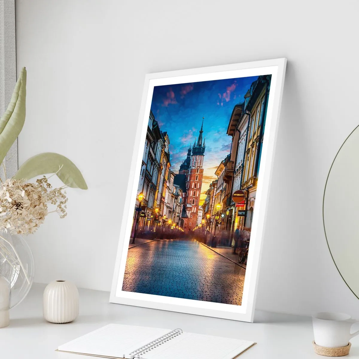 Poster in een witte lijst - Charme van Krakau - 70x100 cm