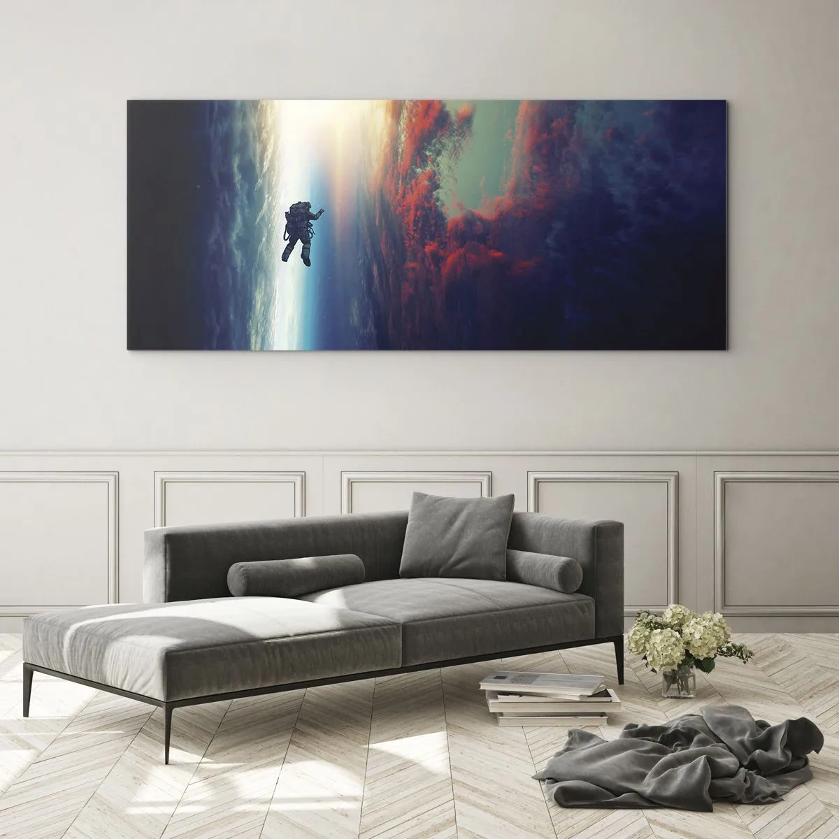 Schilderen op glas - Ga het universum tegemoet - 140x50 cm