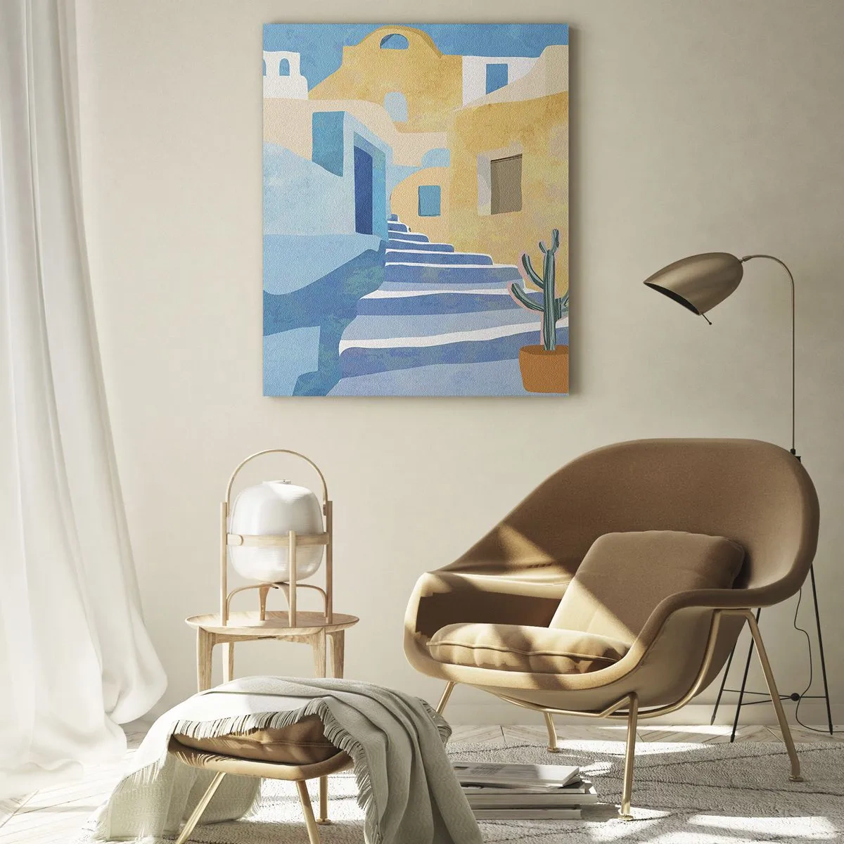 Schilderen op glas - Een dag in een Arabische stad - 50x70 cm