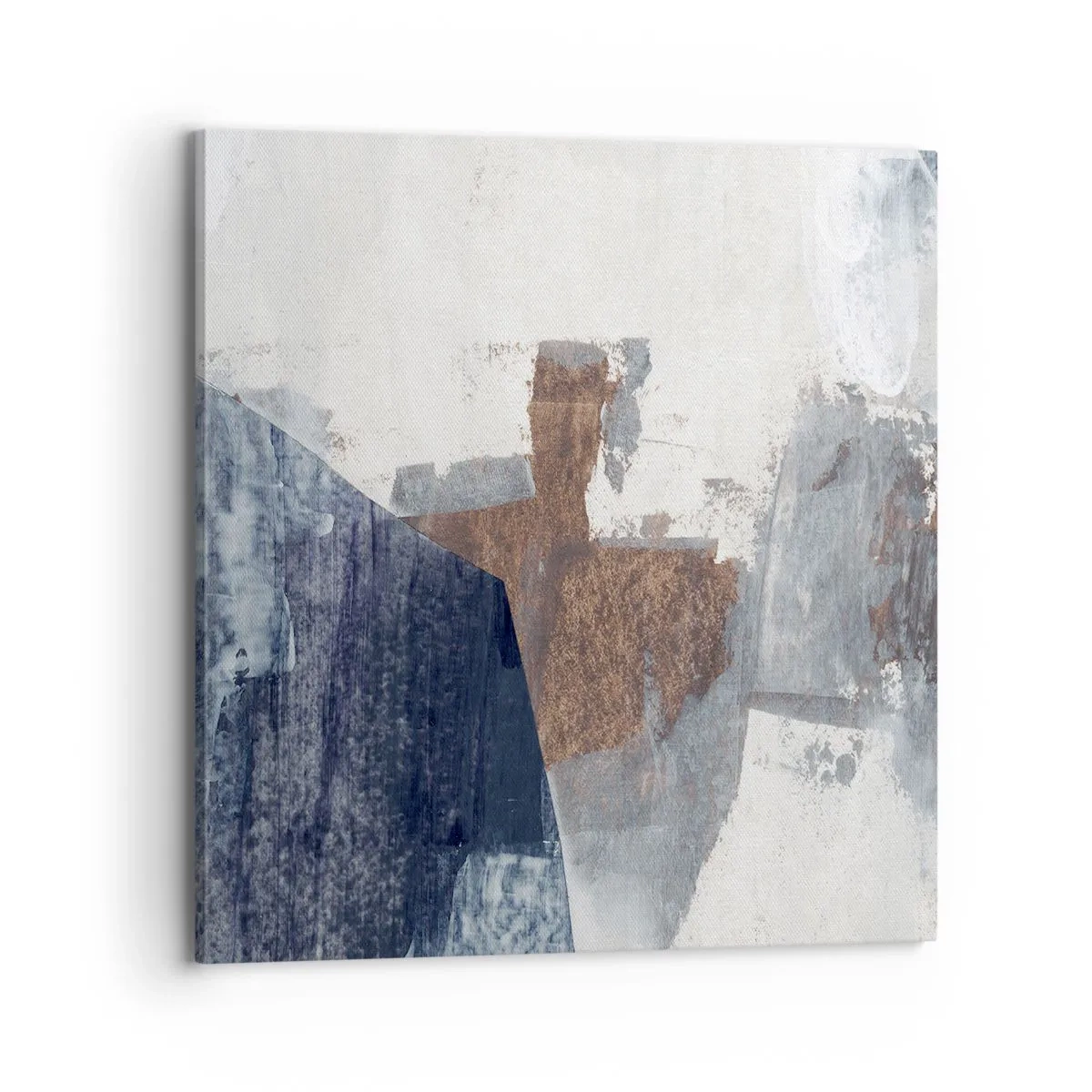 Schilderen op canvas - Blauwe en bruine vormen - 70x70 cm