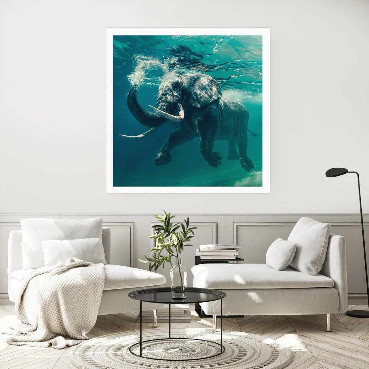 Poster - Iedereen houdt van zwemmen - 60x60 cm
