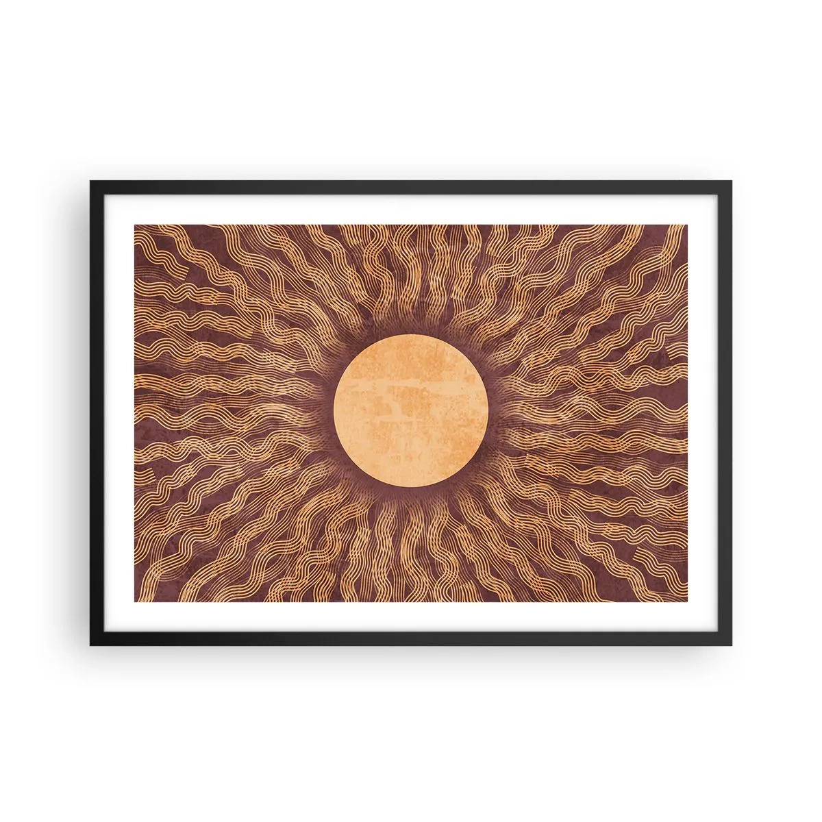 Poster in een zwarte lijst - Zon icoon - 70x50 cm