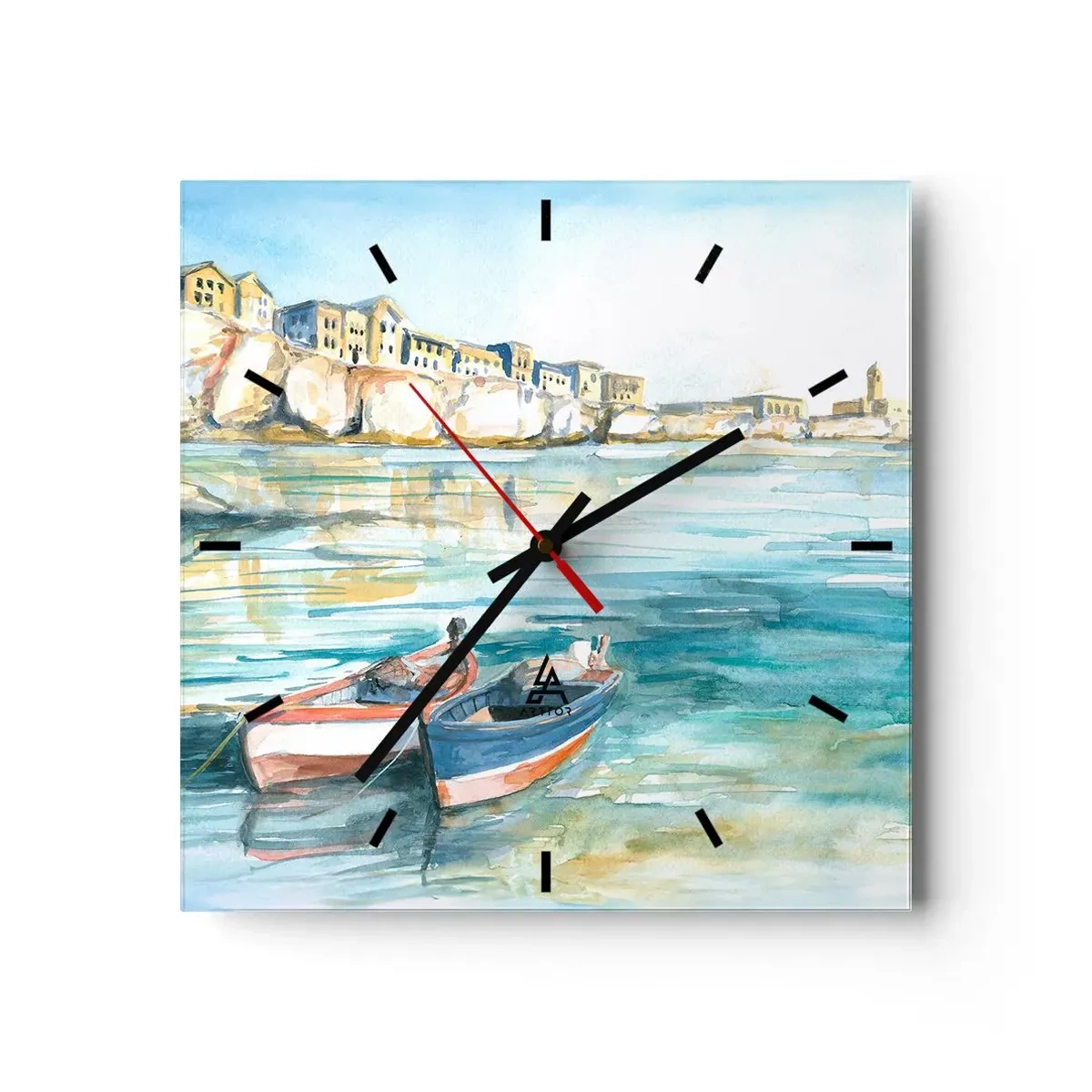 Wandklok - Klok - Azuurblauw landschap - 40x40 cm