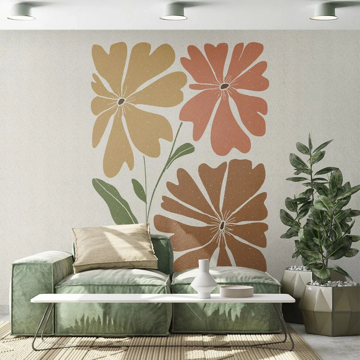 Fotobehang op maat Standard Eco - Natuur en geometrie - Boho, Bloemen, Minimalisme