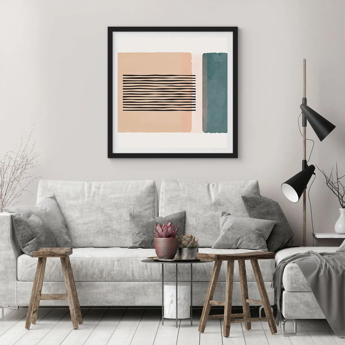 Poster in een zwarte lijst - Alles is oke - 30x30 cm