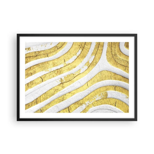 Poster in een zwarte lijst - Compositie in wit en goud - 70x50 cm