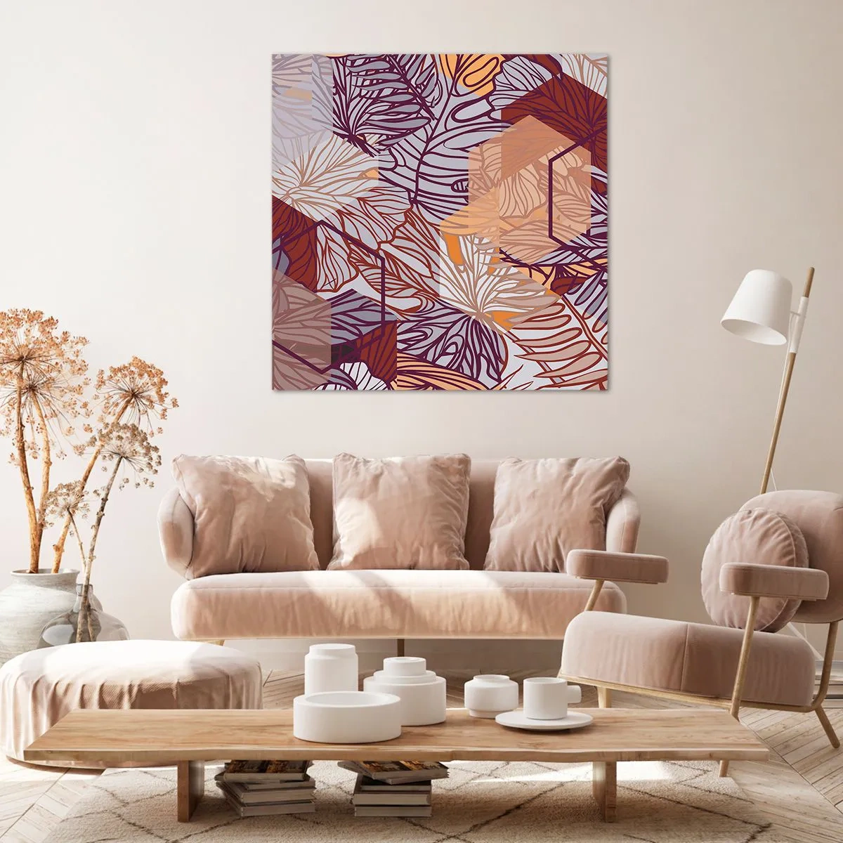 Schilderen op canvas - Onmogelijke relatie tussen geometrie en natuur - 30x30 cm