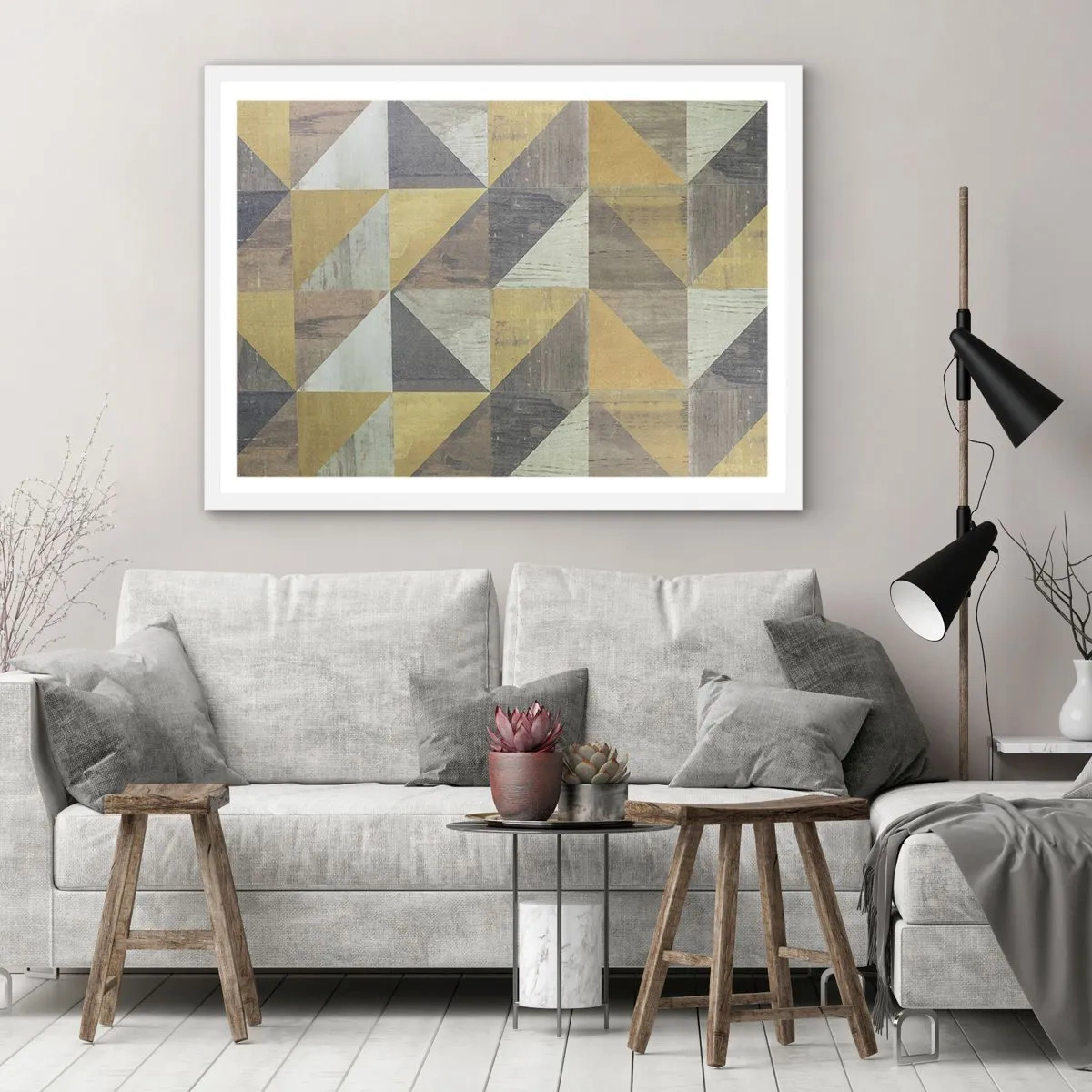Poster in een witte lijst - Op de hoek van de driehoek - 40x30 cm