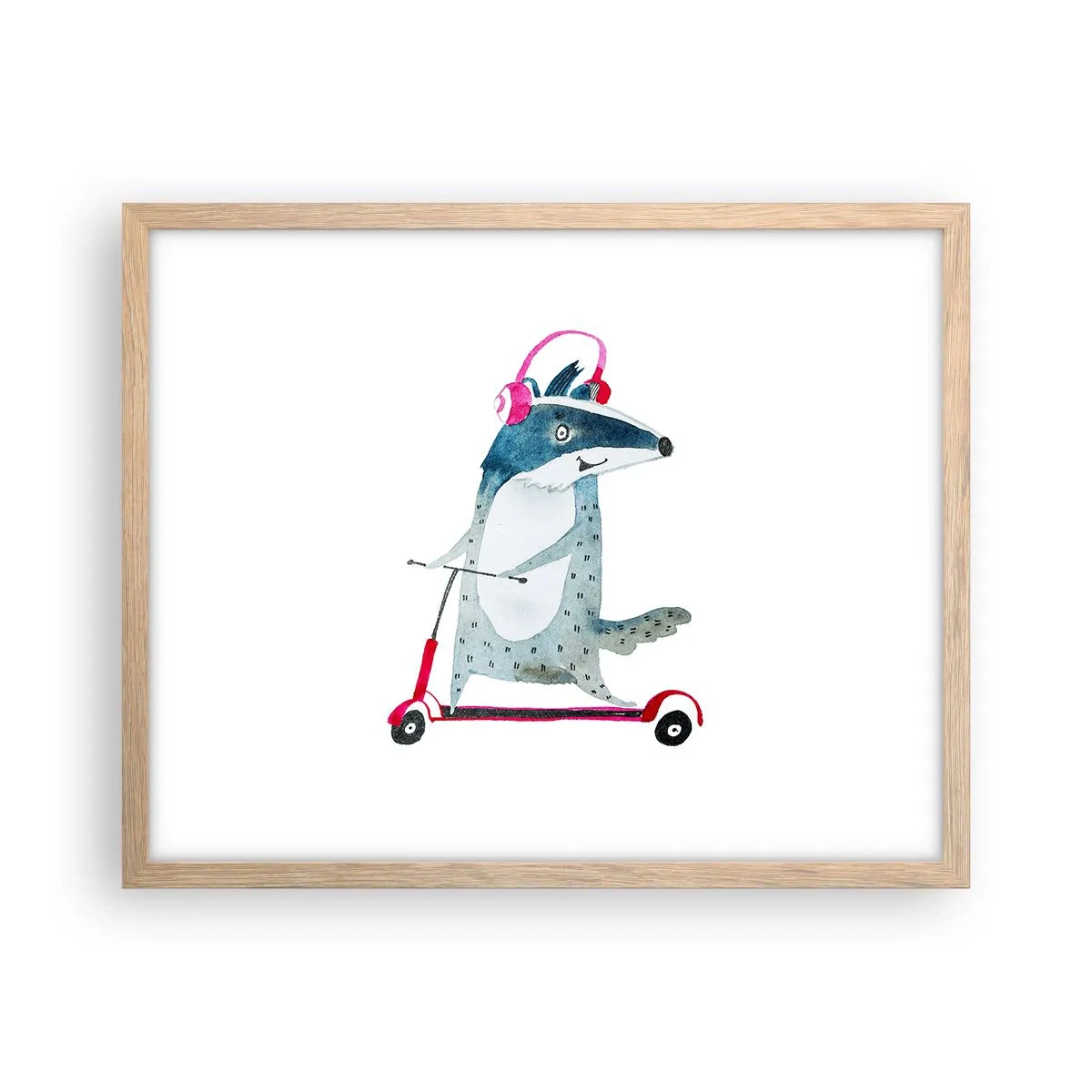 Een poster in een licht eiken lijst - Badger vreugde - 50x40 cm