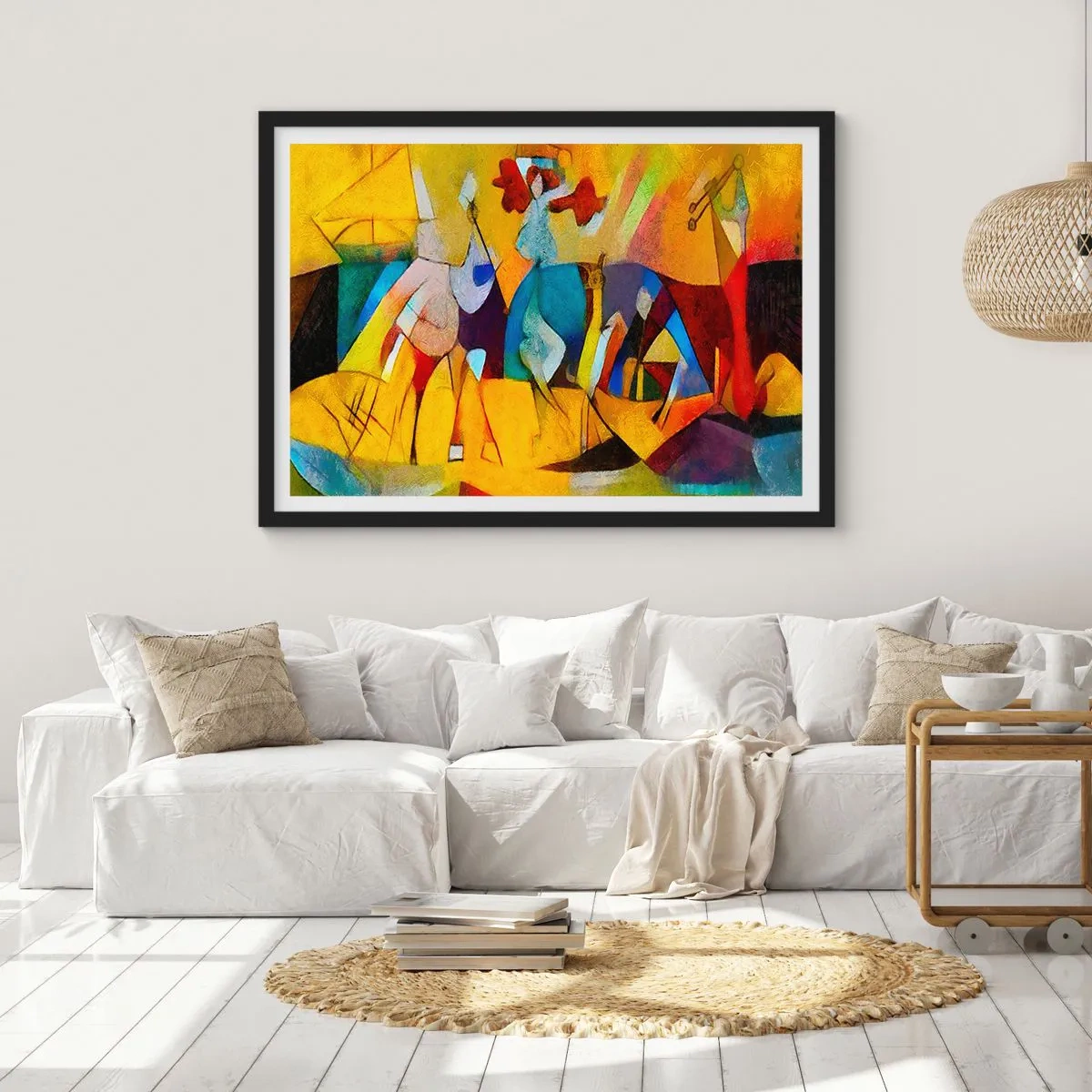 Poster in een zwarte lijst - Zon - leven - vreugde - 100x70 cm