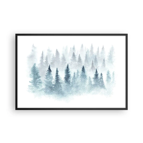 Poster in een zwarte lijst - Gehuld in mist - 91x61 cm