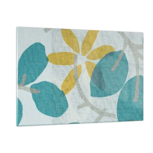 Schilderen op glas - Tussen de azuurblauwe bladeren - 120x80 cm