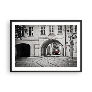 Poster in een zwarte lijst - Door het doolhof van de stad - 70x50 cm