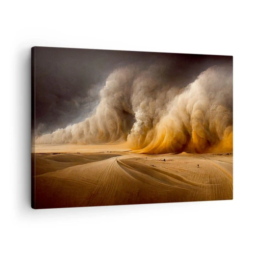 Schilderen op canvas - Indrukwekkende zandstorm in de woestijn - 70x50cm - De toorn van de woestijn - Moderne wanddecoratie voor woonkamer en slaapkamer ARTTOR