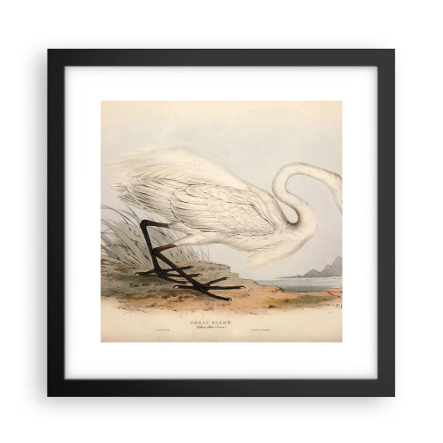 Poster in een zwarte lijst - Dame op de biezen - 30x30 cm