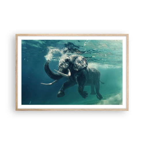 Een poster in een licht eiken lijst - Iedereen houdt van zwemmen - 91x61 cm