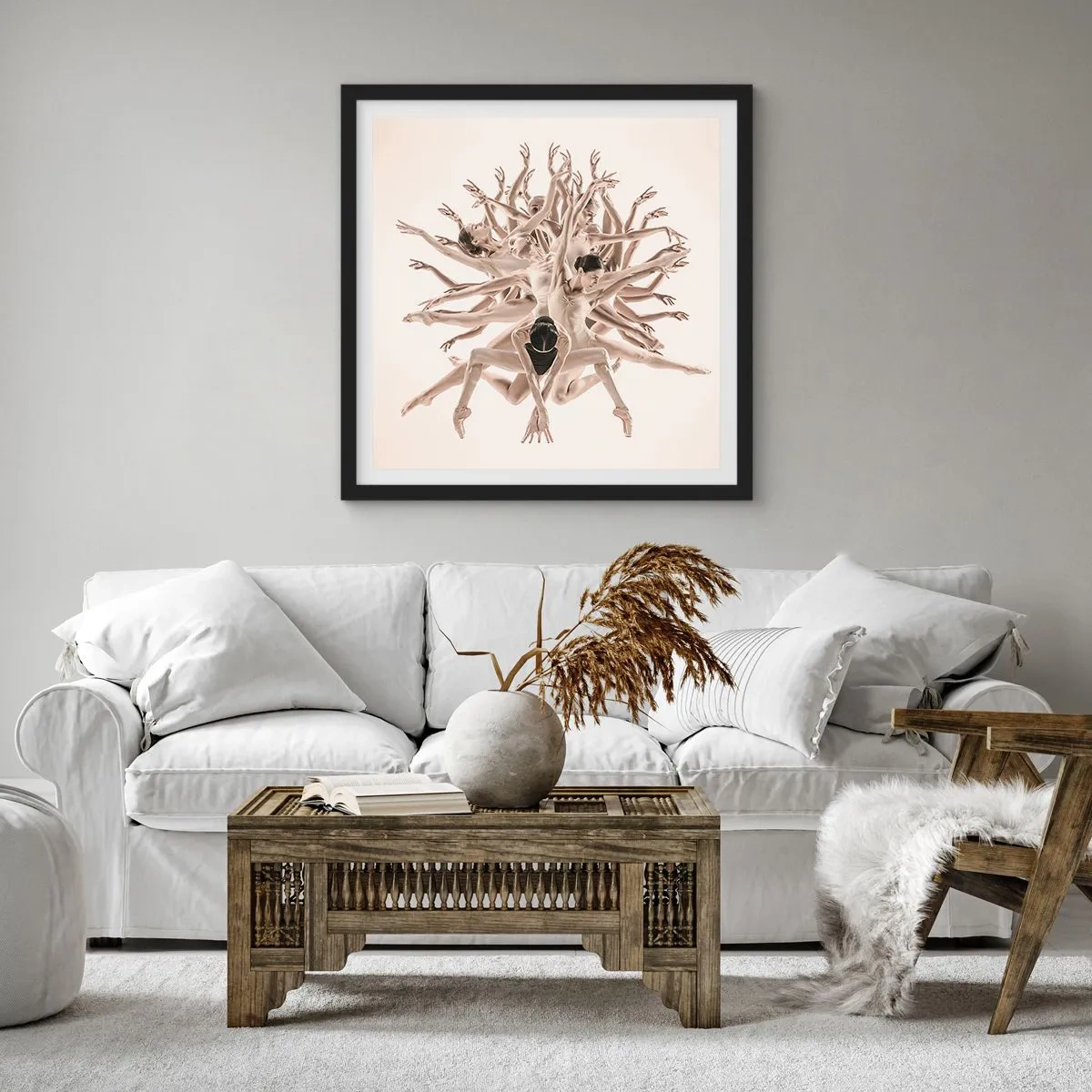 Poster in een zwarte lijst - Bloeiend in dans - 30x30 cm