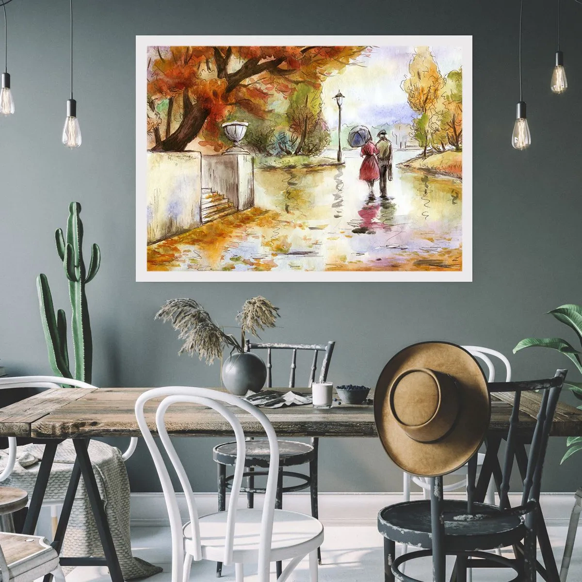 Poster - Romantische herfst in het park - 100x70 cm