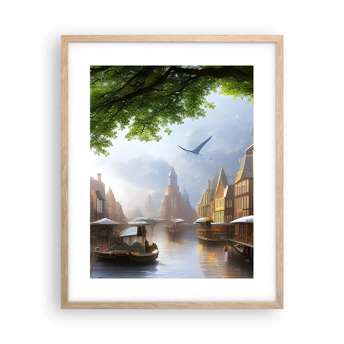Een poster in een licht eiken lijst - Hollands stadsbeeld - 40x50 cm
