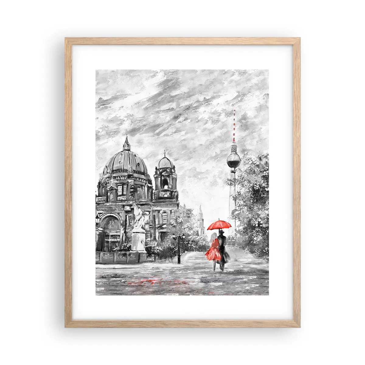 Een poster in een licht eiken lijst - Berlijn bijeenkomst - 40x50 cm