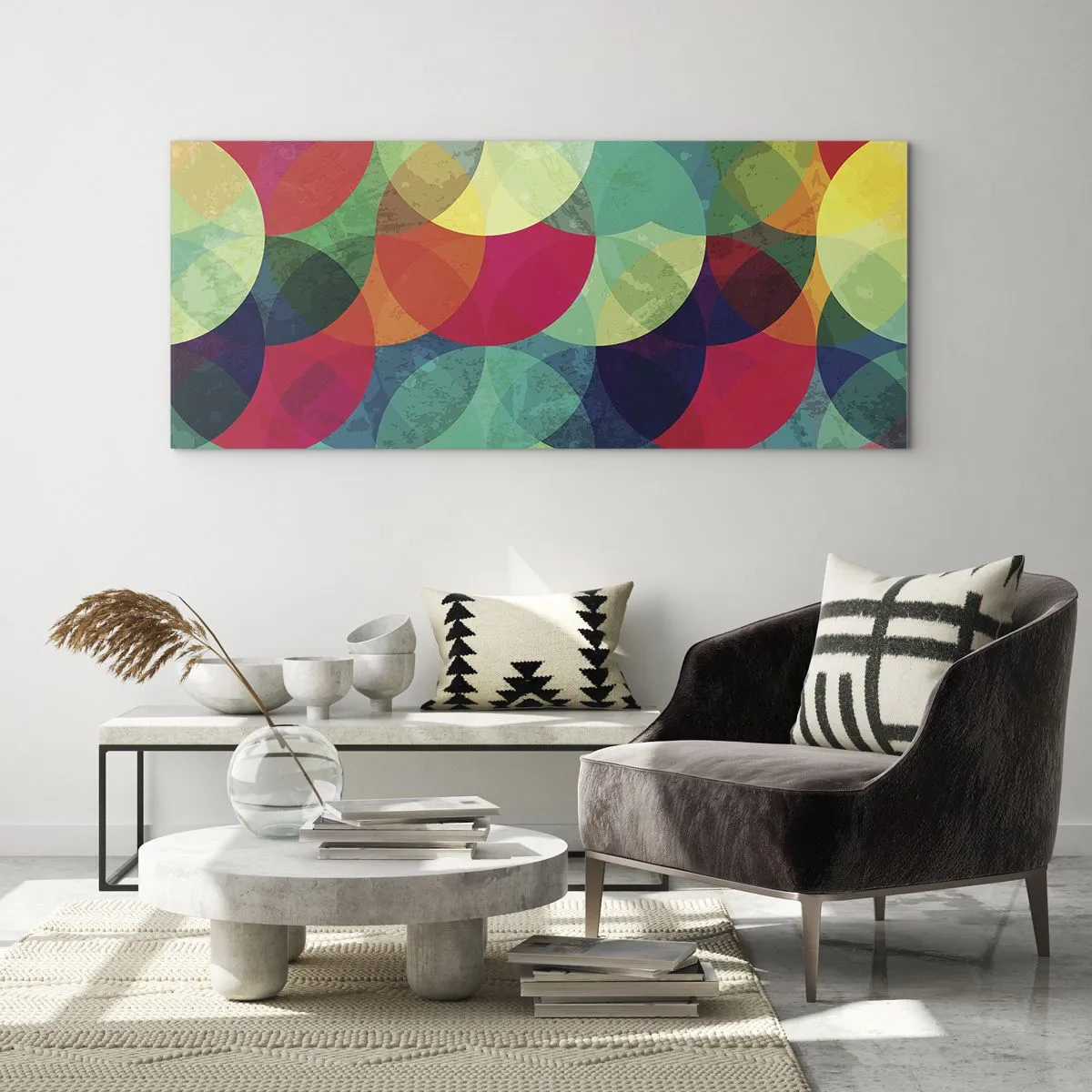Schilderen op glas - Beklimming naar de regenboog - 120x50 cm