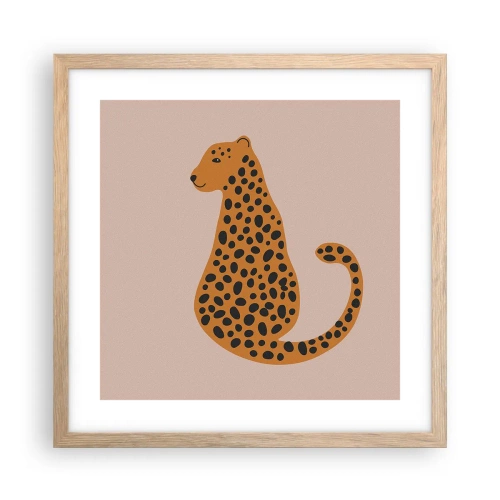 Een poster in een licht eiken lijst - Luipaardprint is een modieus print - 40x40 cm