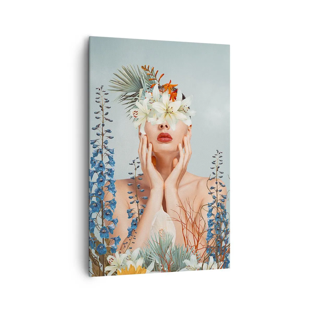 Schilderen op canvas - Vrouw - bloem - 80x120 cm