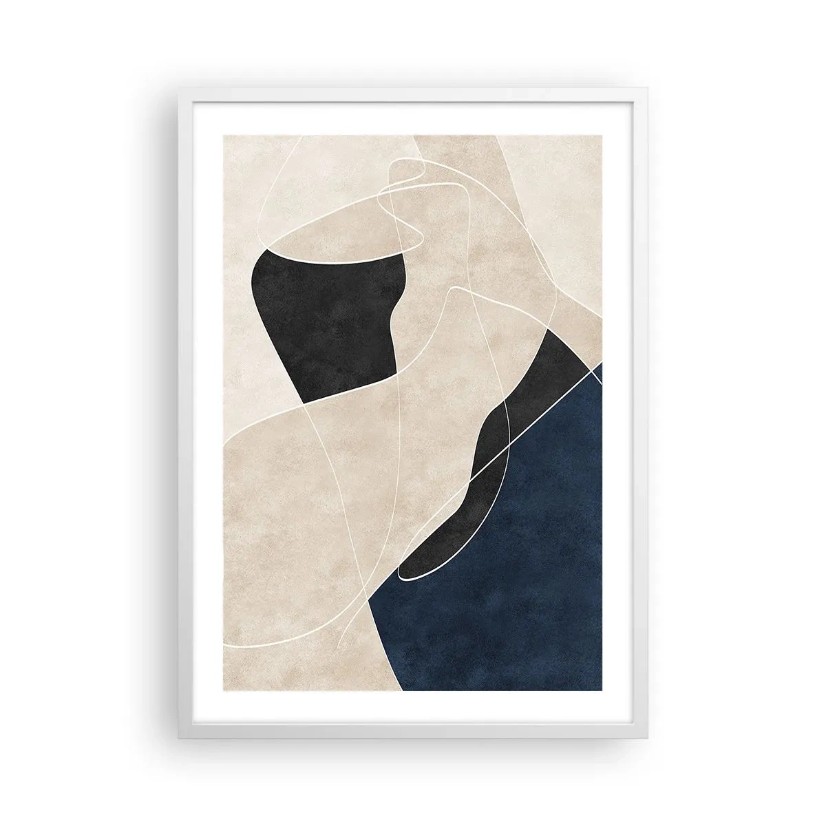 Poster in een witte lijst - Abstracte compositie – kleurcontrast - 50x70 cm