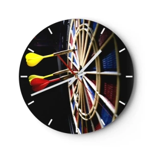 Wandklok - Klok - Darts raken doel - 30x30cm - De spikerop de kop - Moderne wanddecoratie voor woonkamer, keuken en slaapkamer ARTTOR