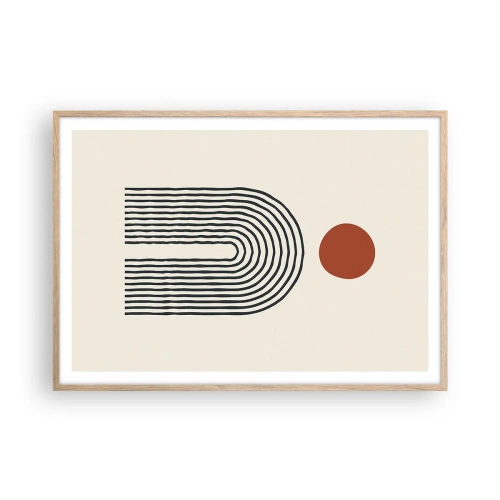 Een poster in een licht eiken lijst - Magnetisme van vormen en kleuren - 100x70 cm