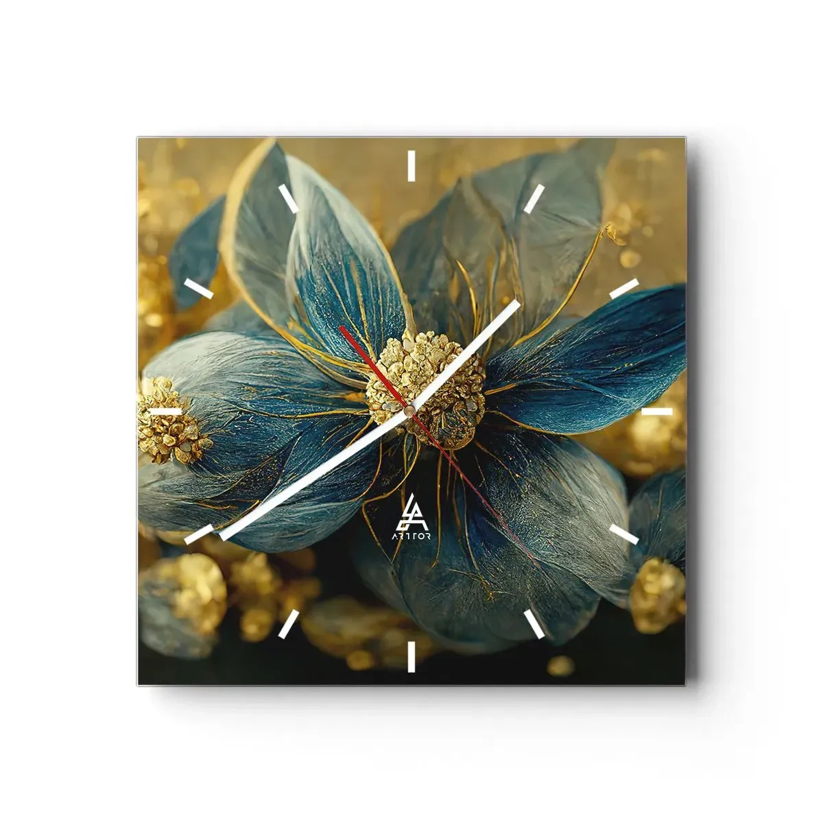 Wandklok - Klok - Bloei met goud - 30x30 cm