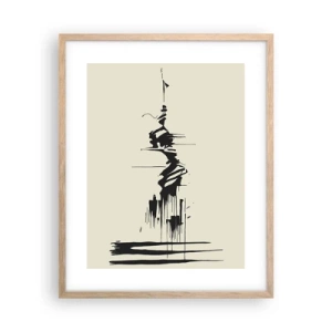 Een poster in een licht eiken lijst - Overhaaste abstractie - 40x50 cm