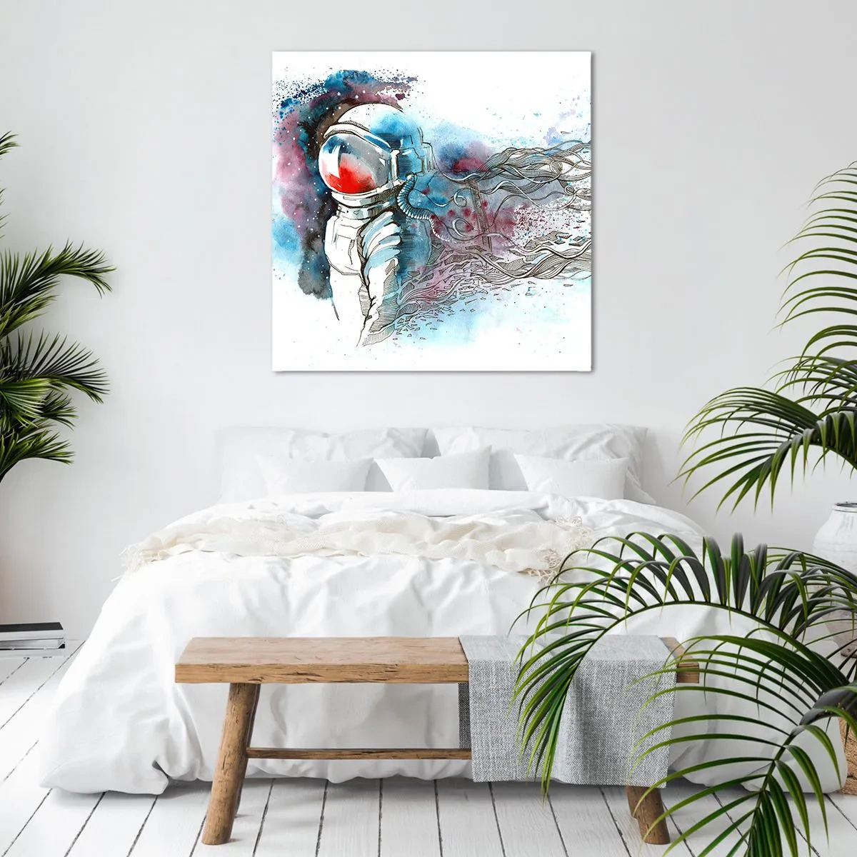 Schilderen op canvas - Alleen met de kosmos - 30x30 cm
