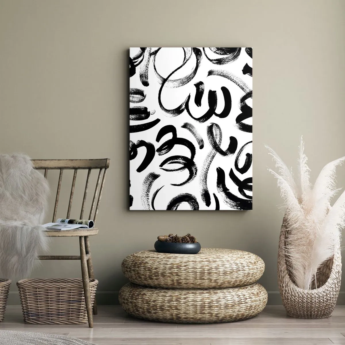 Schilderen op canvas - Zwart op wit - 50x70 cm