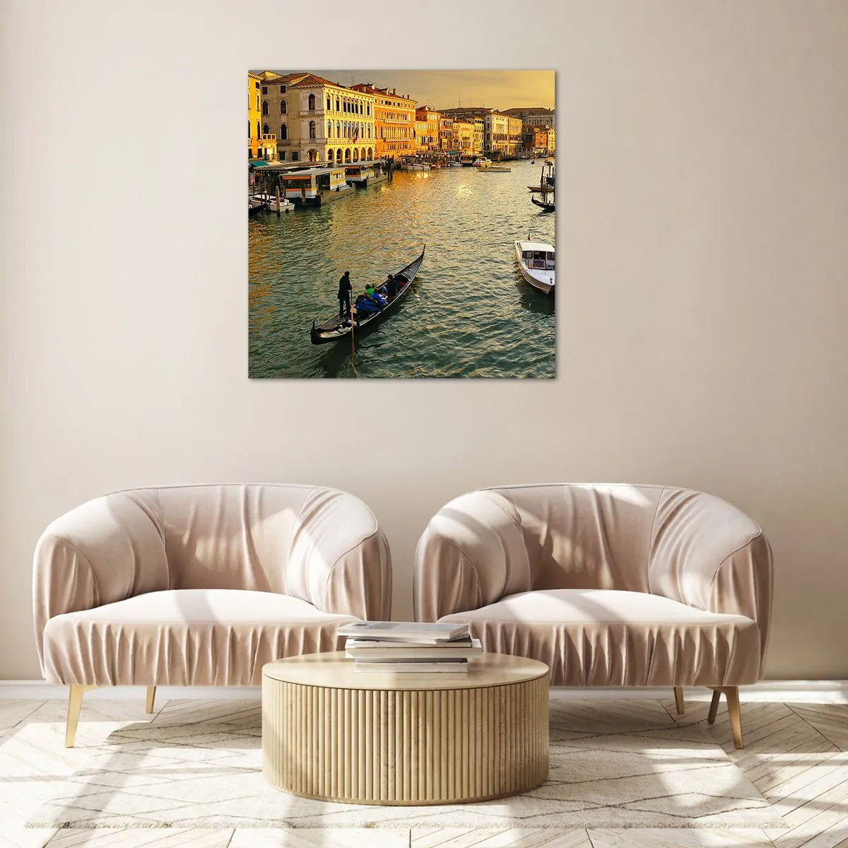 Schilderen op glas - Aan de zonnige kant van de straat - 60x60 cm