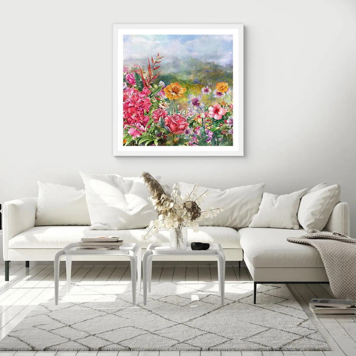 Poster in een witte lijst - Een tuin die gek is geworden - 30x30 cm